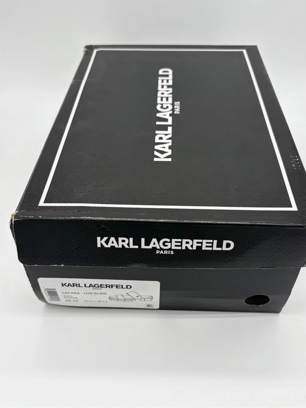 Karl Lagerfeld Black Double-Strap Lug Sole Slide Sandals